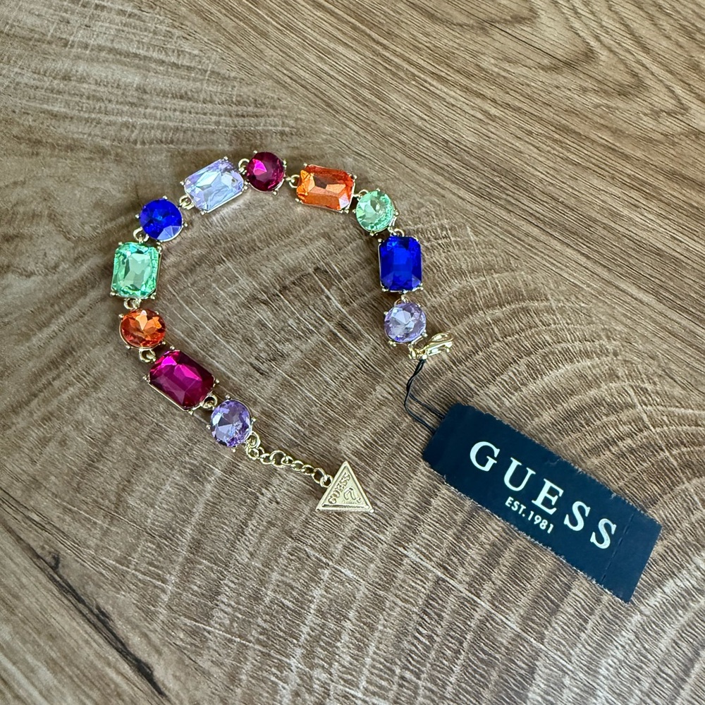 Guess Colorful Gemstone Bracelet with Gold Accents